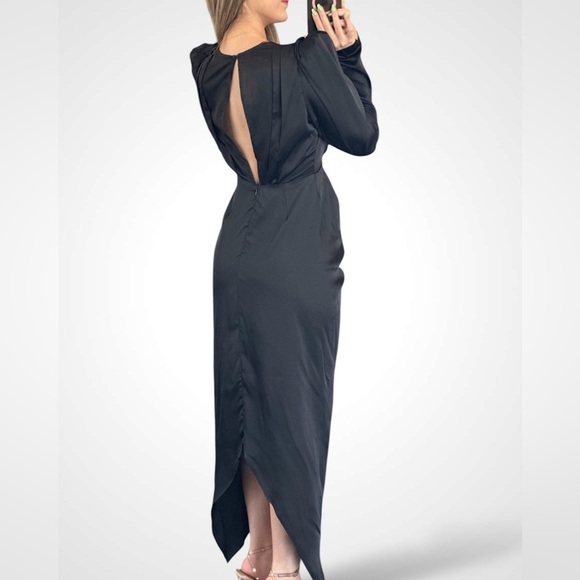 Miss Lola Forrest Green Long Sleeve Maxi Dress Old Hollywood HOCO Prom Medium - Picture 2 of 10